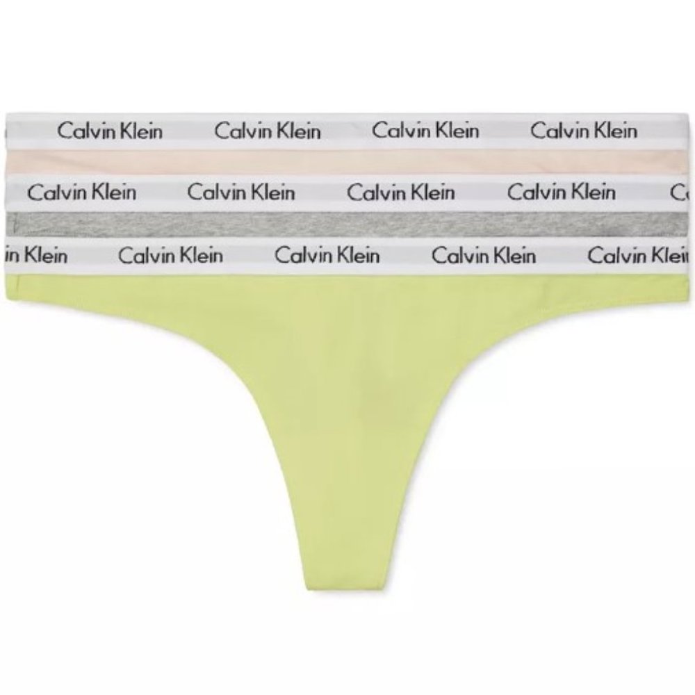 NWT Calvin Klein Carousel Thong Underwear 3 pack MSRP $35 Coral / Cyber Green